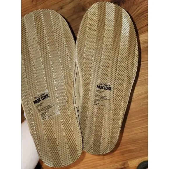 Muk Luk Slippers Mens Size 10 Brown Suede Slip On Slip Resistant Outsole Sole - Picture 5 of 6